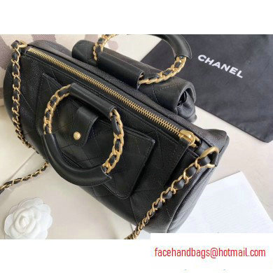 Chanel Bowling Duffel Bag with Circle Handle AS1359 Black 2020 - Click Image to Close