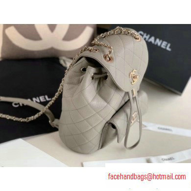 Chanel Caviar Leather Vintage Duma Backpack Bag AS1371 Light Gray 2020