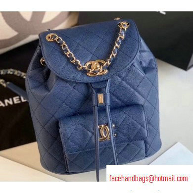 Chanel Caviar Leather Vintage Duma Backpack Bag AS1371 Navy Blue 2020