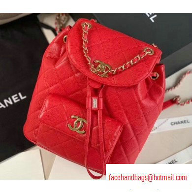 Chanel Caviar Leather Vintage Duma Backpack Bag AS1371 Red 2020 Chanel Caviar Leather Vintage Duma Backpack Bag AS1371 Red 2020