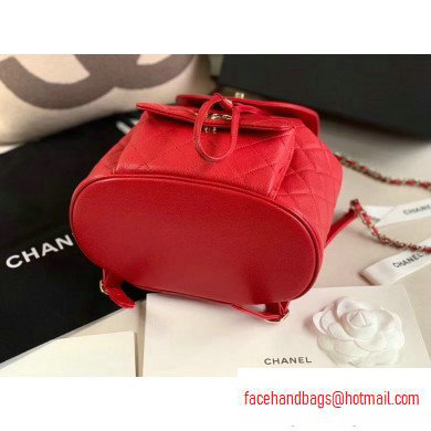 Chanel Caviar Leather Vintage Duma Backpack Bag AS1371 Red 2020