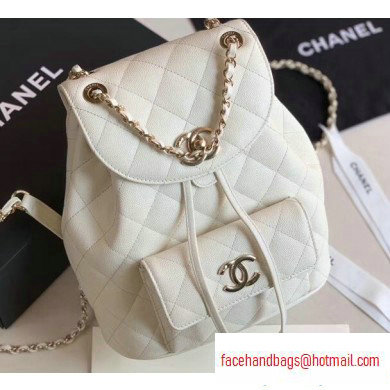 Chanel Caviar Leather Vintage Duma Backpack Bag AS1371 White 2020