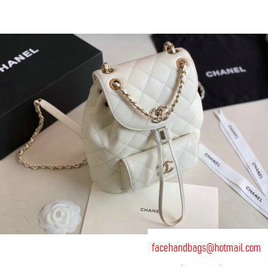 Chanel Caviar Leather Vintage Duma Backpack Bag AS1371 White 2020