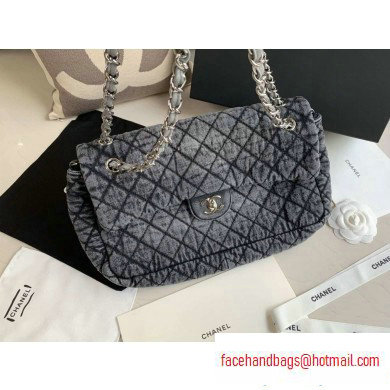 Chanel Denim Large Classic Flap Bag Gray 2020