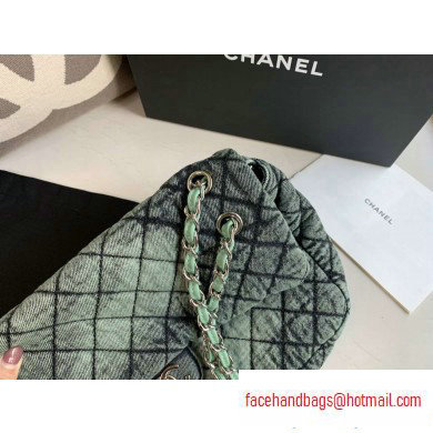 Chanel Denim Large Classic Flap Bag Green 2020 - Click Image to Close
