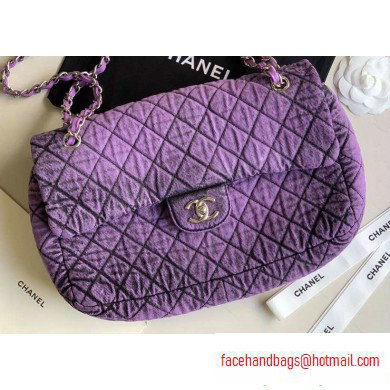 Chanel Denim Large Classic Flap Bag Purple 2020 - Click Image to Close