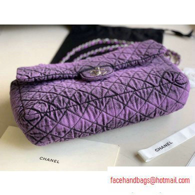 Chanel Denim Large Classic Flap Bag Purple 2020