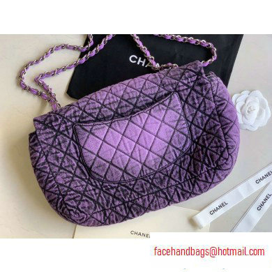 Chanel Denim Large Classic Flap Bag Purple 2020 - Click Image to Close
