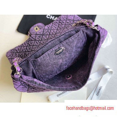 Chanel Denim Large Classic Flap Bag Purple 2020
