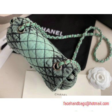 Chanel Denim Mini Classic Flap Bag Green 2020