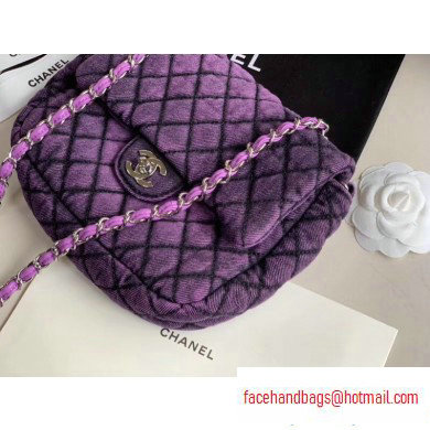 Chanel Denim Mini Classic Flap Bag Purple 2020 - Click Image to Close