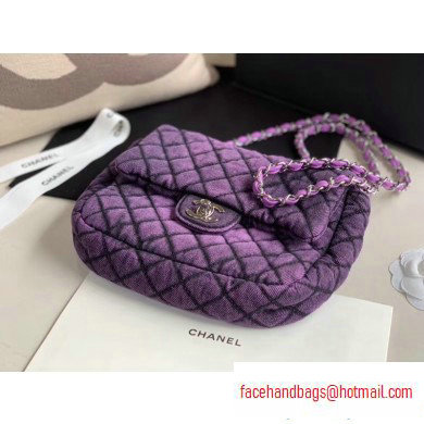 Chanel Denim Mini Classic Flap Bag Purple 2020