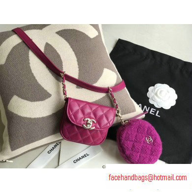 Chanel Lambskin and Tweed Waist Bag and Coin Purse AP0743 Fuchsia 2020