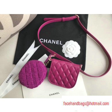 Chanel Lambskin and Tweed Waist Bag and Coin Purse AP0743 Fuchsia 2020