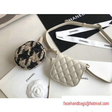 Chanel Lambskin and Tweed Waist Bag and Coin Purse AP0743 White 2020 Chanel Lambskin and Tweed Waist Bag and Coin Purse AP0743 White 2020