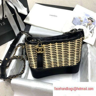 Chanel Rattan Basket Gabrielle Small Hobo Bag A91810 Black 2020