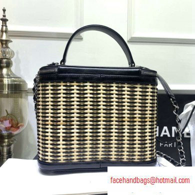 Chanel Rattan Basket Large Vanity Case Bag AS1347 Black 2020