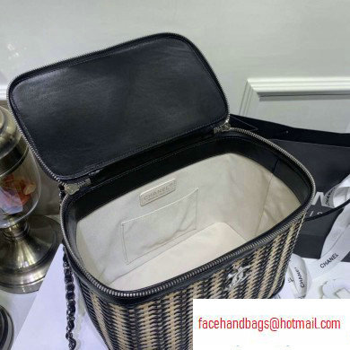 Chanel Rattan Basket Large Vanity Case Bag AS1347 Black 2020 - Click Image to Close