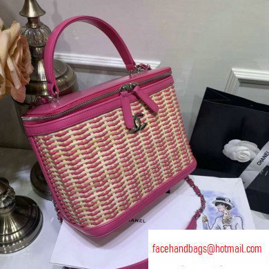 Chanel Rattan Basket Large Vanity Case Bag AS1347 Pink 2020
