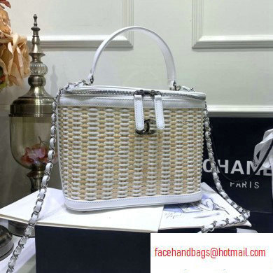 Chanel Rattan Basket Large Vanity Case Bag AS1347 White 2020 - Click Image to Close