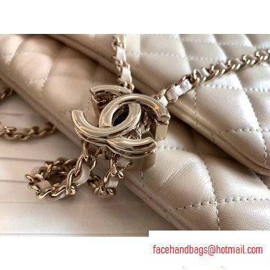Chanel Shiny Lambskin Double Clutch with Chain Bag AP1073 Beige 2020