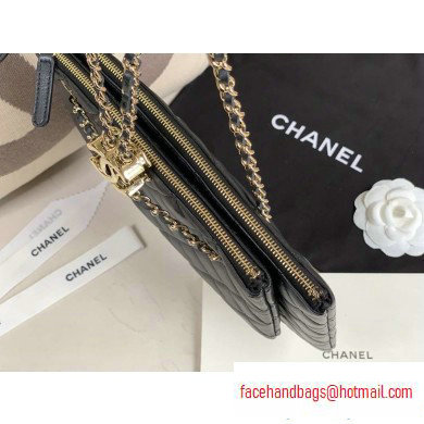 Chanel Shiny Lambskin Double Clutch with Chain Bag AP1073 Black 2020
