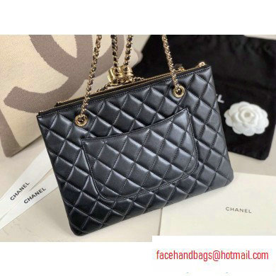 Chanel Shiny Lambskin Double Clutch with Chain Bag AP1073 Black 2020 - Click Image to Close
