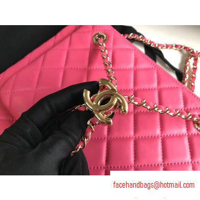 Chanel Shiny Lambskin Double Clutch with Chain Bag AP1073 Dark Pink 2020