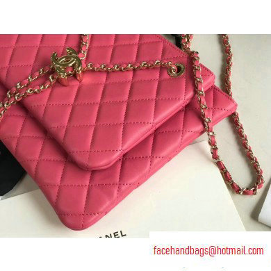 Chanel Shiny Lambskin Double Clutch with Chain Bag AP1073 Dark Pink 2020 - Click Image to Close