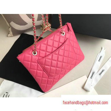 Chanel Shiny Lambskin Double Clutch with Chain Bag AP1073 Dark Pink 2020