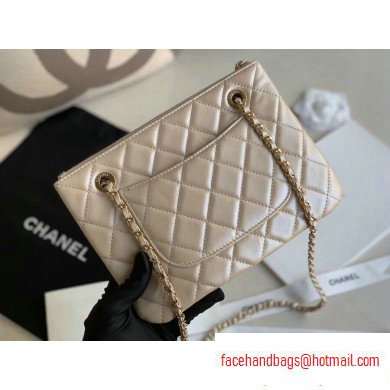 Chanel Shiny Lambskin Double Clutch with Chain Small Bag AP1073 Beige 2020 - Click Image to Close