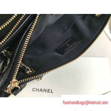 Chanel Shiny Lambskin Double Clutch with Chain Small Bag AP1073 Black 2020 - Click Image to Close