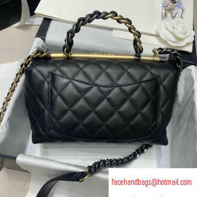 Chanel Small Frame Flap Bag with Chain Top Handle AS1749 Black 2020 - Click Image to Close