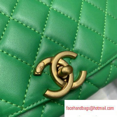 Chanel Small Frame Flap Bag with Chain Top Handle AS1749 Green 2020