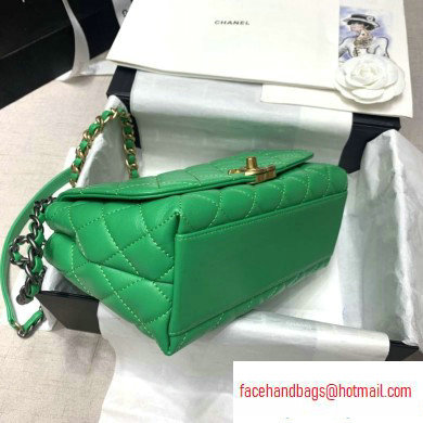 Chanel Small Frame Flap Bag with Chain Top Handle AS1749 Green 2020 - Click Image to Close