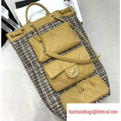 Chanel Vintage Tweed Shopping Tote Bag with Front Pocket 2020