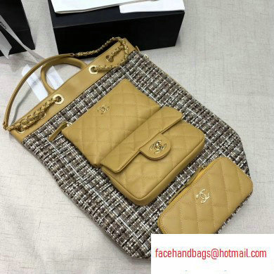 Chanel Vintage Tweed Shopping Tote Bag with Front Pocket 2020