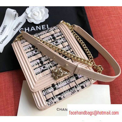 Chanel Woven Tweed Boy North/South Small Flap Bag AS0130 Beige 2020