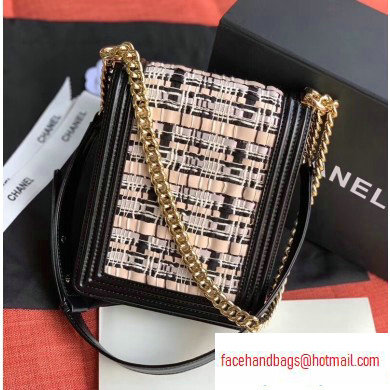 Chanel Woven Tweed Boy North/South Small Flap Bag AS0130 Black 2020