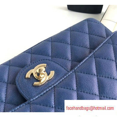 Chanel caviar leather 1112 Classic Medium flap bag navy blue - Click Image to Close