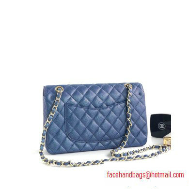 Chanel caviar leather 1112 Classic Medium flap bag navy blue - Click Image to Close
