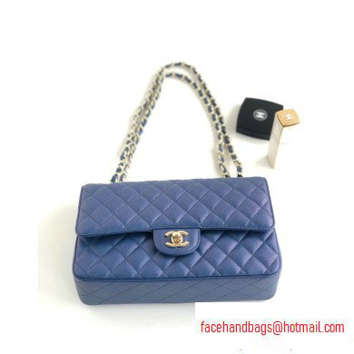Chanel caviar leather 1112 Classic Medium flap bag navy blue