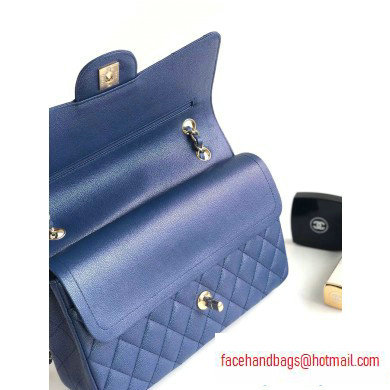 Chanel caviar leather 1112 Classic Medium flap bag navy blue