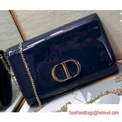 Dior 30 Montaigne Patent Calfskin Wallet on Chain Bag Dark Blue 2020 - Click Image to Close