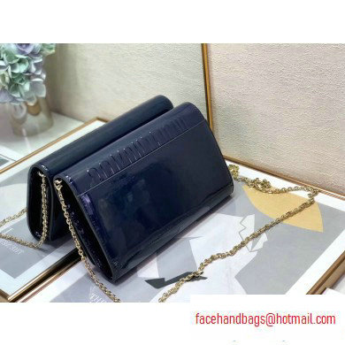 Dior 30 Montaigne Patent Calfskin Wallet on Chain Bag Dark Blue 2020
