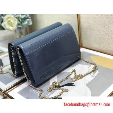 Dior 30 Montaigne Patent Calfskin Wallet on Chain Bag Denim Blue 2020