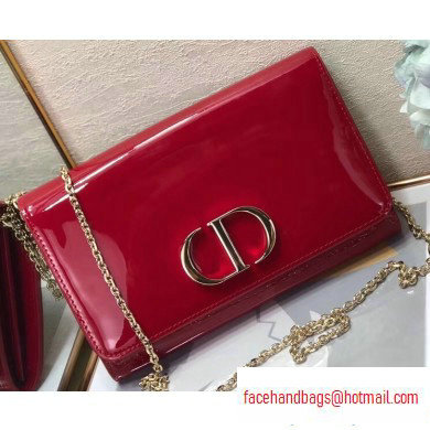 Dior 30 Montaigne Patent Calfskin Wallet on Chain Bag Red 2020