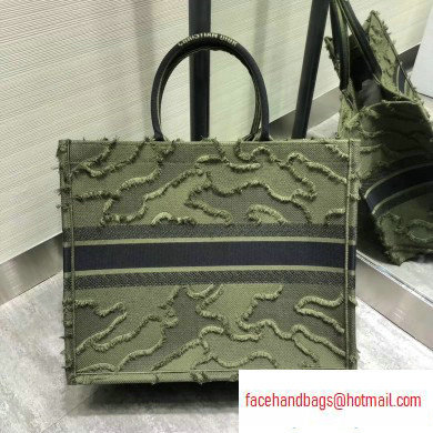 Dior Book Tote Bag in Camouflage Embroidered Canvas Green 2020
