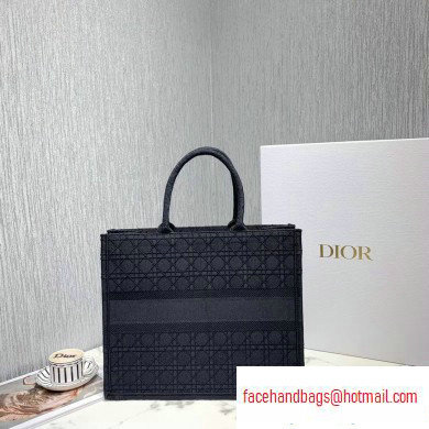 Dior Book Tote Bag in Embroidered Canvas Cannage Black 2020