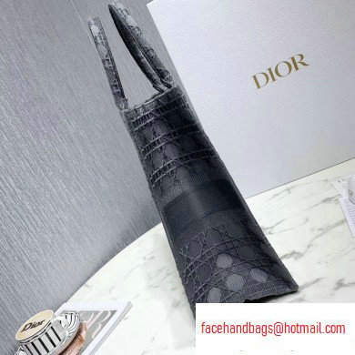 Dior Book Tote Bag in Embroidered Canvas Cannage Gray 2020 - Click Image to Close